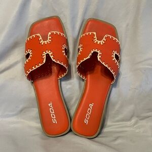 Soda Women's Orange Slide Sandals